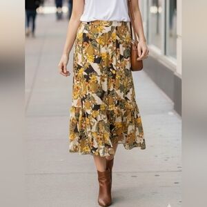 {Jessica Simpson} Retro 1960s Floral Print Maxi Skirt - Size Large